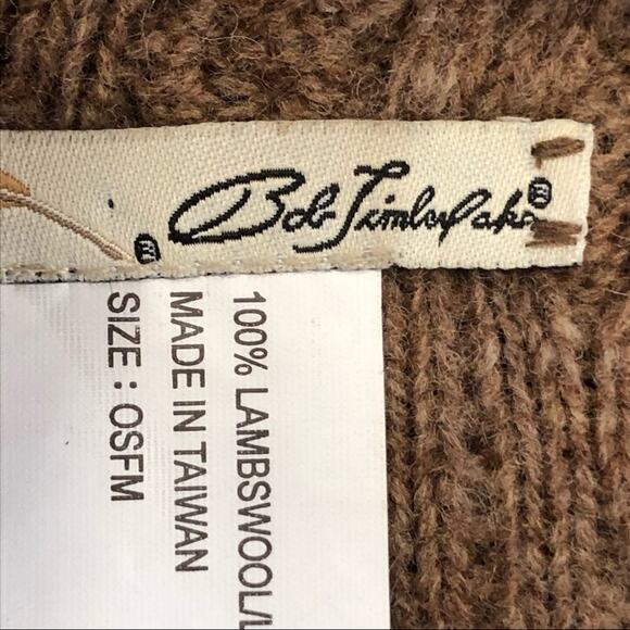 Bob Timberlake 100% Lambswool Heathered Brown Wooden Button Long Fringed Scarf - Picture 6 of 7